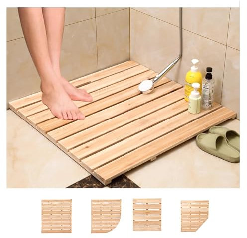 ZXCVASDF Caillebotis Douche，caillebotis Bois，Tapis de Bain en Bambou ， Grille de Bain antidérapante en Bois Massif – Tapis de Douche, Salle de Bain, Sauna, Spa, Piscine(W75xL95cm/W30xL37in)