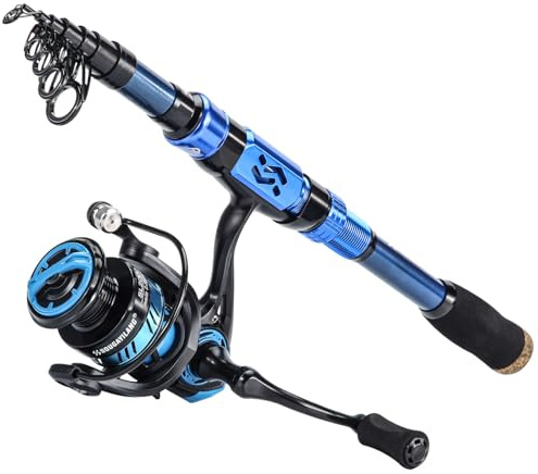 Sougayilang Canna da pesca telescopica. Fibra di carbonio da 24 tonnellate, bobina CNC lavorata, comodo manico Eva, canna da pesca da viaggio per pesca di trote e bass - 3,0M