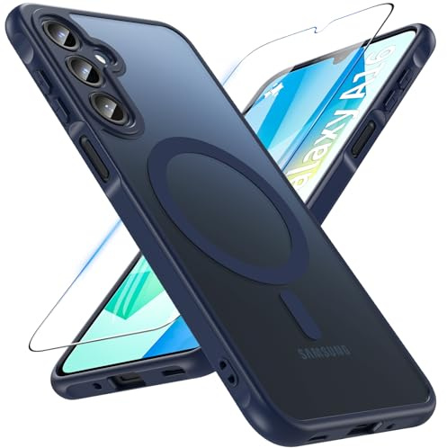 Hensinple for Magnetic Samsung Galaxy A16 Phone Case,Fit for Magsafe | with Screen Protector Military Grade Shockproof Transparent Hard Back Cover for Samsung A16 Phone Case,Blue