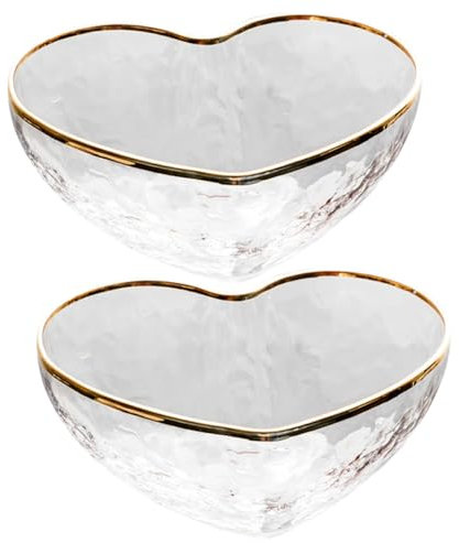ANDRESLAD 2pcs Heart Shaped Glass Bowls Multipurpose Dessert Dishes for Pudding Jelly and Fruits for Home Parties and Special Occasions