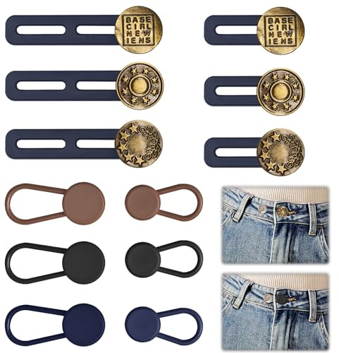 Yesimola 12 Piezas Extensor de Botones para Pantalones,Botón de Extensión Metal Retráctil,Botón Extendido Ajustable para Pantalones,para Camisas, Pantalones, Pantalones de Maternidad