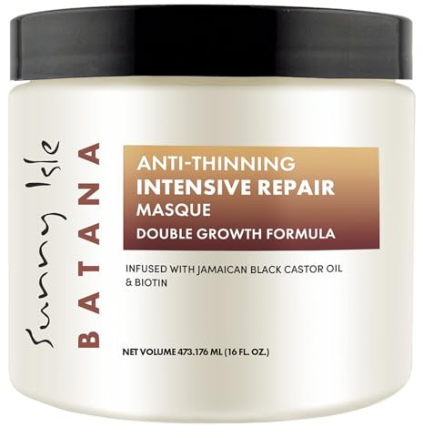 Sunny Isle Batana Anti-Thinning Intensive Repair Masque 16oz Infused with Biotin and Jamaican Black Castor Oil