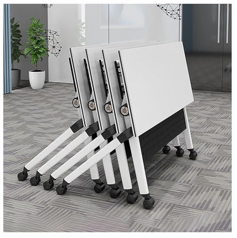 4PCS Schreibtisch Klappbar, Klappbarer Konferenztisch, Moderner Rechteckiger Meeting-Seminartisch, Besprechungstisch, Mobiler Schulungstisch Für Büro, Zuhause, Klassenzimmer, Seminarräume(140*55*75cm/