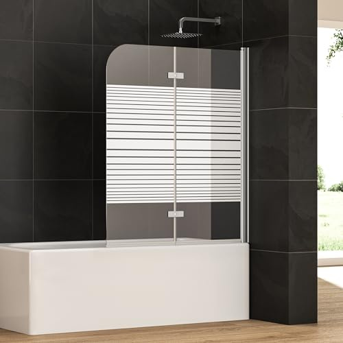 100x140cm 2-teilig Faltbare Badewanne Duschwand | 6mm ESG-GLAS Duschabtrennung | Trockene-Nasse-Trennung | Leicht Installierbar