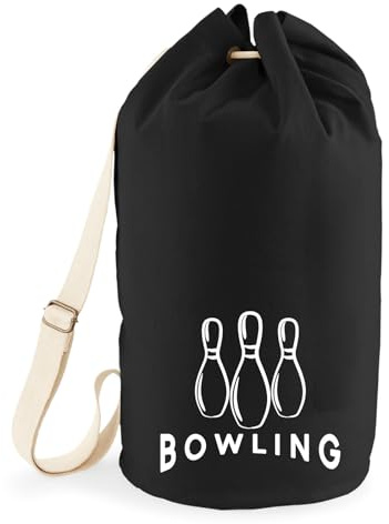 Huuraa Seesack Bowling Pinns 20 Liter Black Baumwolle Rucksack Geschenkidee