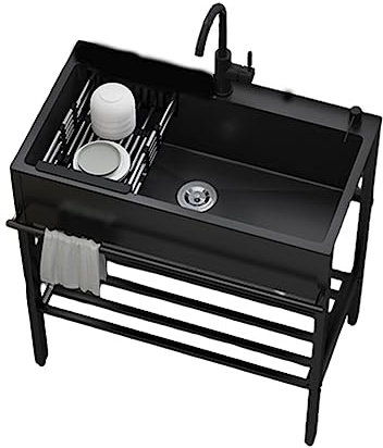 Évier utilitaire portable avec robinet et égouttoir, eau chaude et froide pour cuisine, salle de bain, bar, buanderie