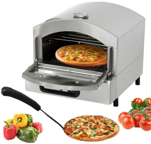 ERSINIAN Four à Pizza Professionnel de comptoir, Four à Pizza électrique en Acier Inoxydable avec étagère, Machine à Pizza d'intérieur Polyvalente pour Restaurant