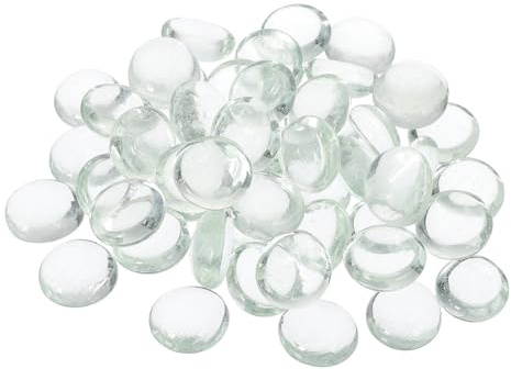 sourcing map 50Pcs Flat Glass Marbles, Decorative Glass Pebbles Gems Marble Beads Gemstone Vase Fillers Beads for Home Decorative Art Craft Vase Filler, Clear(17-19mm)