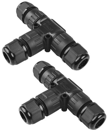 Kabelverbinder Wasserdicht IP68, 3 Polig T-Form Verbindungsmuffe Erdkabel Verteilerdose 3 Wege für Ø5-9 mm Kabeldurchmesser, Verbindungsbox Abzweigdose Außen Wasserdicht (2 Stück)