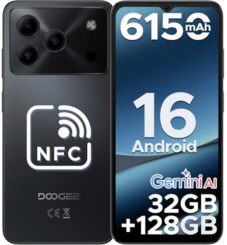 DOOGEE NOTE 56 PRO Mobile Phones, Newest Android 16 With Gemimi AI, 32GB+128GB/2TB, 6150mAh& 6.56HD+90Hz Display, 4G Dual SIM Unlocked Mobile Phone, 8.45mm Ultra-Slim, Face ID, 5G WiFi, GPS,NFC-Black