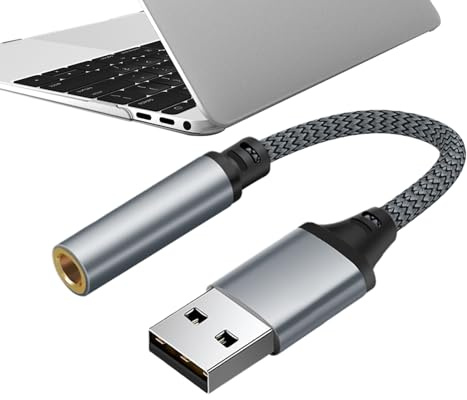 Adaptador Jack USB de 3,5 mm | Convertidor de tarjetas de sonido externo, cable estéreo, chip de decodificación incorporado, convertidor estéreo. Su diseño compacto lo hace libre de esfuerzo portátil