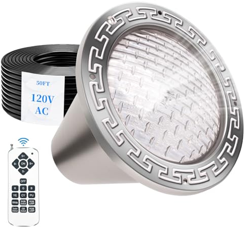 120V 10 Inch Pool Light for Inground Pools, IP68 Waterproof Pool LED Lights with Remote Control, 50ft Cord - Direct Replacement for Pentair Amerlite & Hayward AstroLite, Fit for 10 Large Wet Niches
