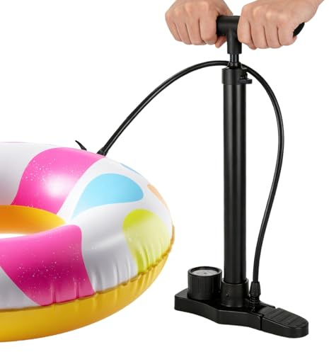 Air Pump Manual - Inflation Tool, 43.5cm Pressure Device for Motorcycle Use, Pumping Gear with Real Time Monitoring, Garage Accessory, Valve System for Balls, Toys and Family Vehicle