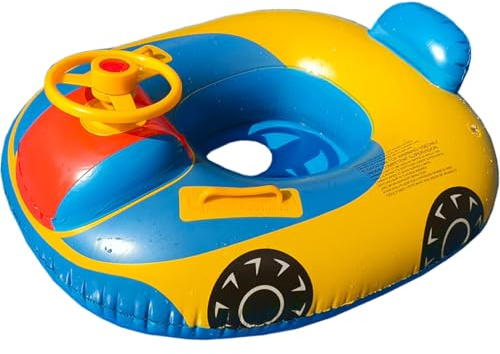 Galleggianti per piscina per bambini, Galleggiante per piscina per auto gonfiabile con clacson per volante, Galleggiante per nuoto con 2 maniglie per 0-4 anni, entro 33 libbre Ragazze Ragazzi