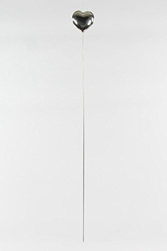 HeuSa Tech Edelstahlkugel 1x Schwimmkugel, Dekoration, Rosenkugel, Durchmesser Ø 10 cm mit Stab, herzförmig