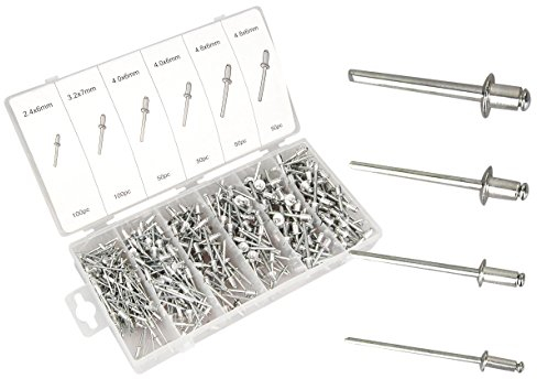 400 remaches ciegos de aluminio en un pack, 400 remaches en 4 tamaños diferentes en una caja organizadora