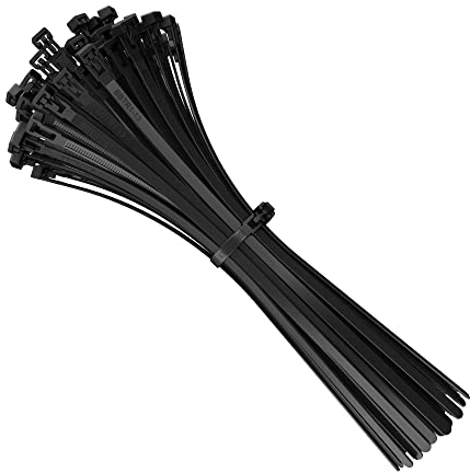 intervisio Fascette Plastica per Cablaggio Riutilizzabili, 200 mm x 7,6 mm, Nero, Richiudibili, Riapribili, Fermacavo Elettricista 200mm Nylon Cavi Stringicavo, Nere, 100 Pezzi