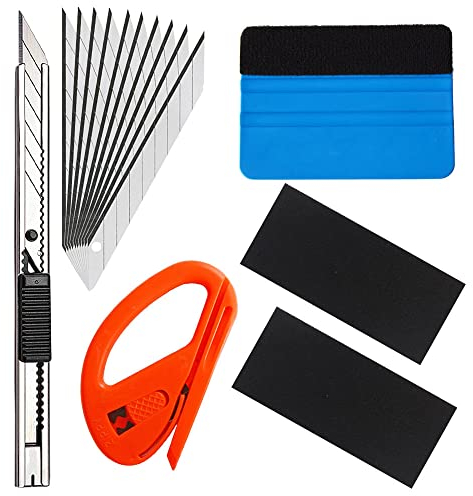 Gebildet 6 in 1 High-End-Werkzeugset für Autofolie/Tönungsfolie/Sonnenschutzfolie Installation mit Faserrand Rakel, Snitty Cutter, Utility Messer