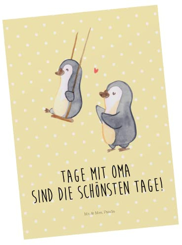 Mr. & Mrs. Panda Postkarte Pinguin Oma schaukeln - Geschenk, Postkarten, Omi, Ansichtskarte, Ansichtskarten, für, Muttertag, Fotokarte, Großmutter, Grußkarte