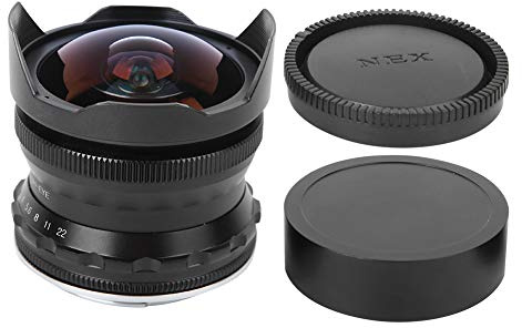 Topiky Objectif à Monture E/NEX 7,5 mm f/2,8 CC-Mil7528N 8 Groupes 9PCS Objectif sans Miroir Fisheye avec Pare- pour A5000, A6000, A6300, A6500 A7, A7R, A7II, A7RII(Noir)