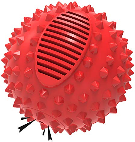 PETIZER Quietschender Hundeball, Spielzeug für aggressives Kauen, unzerstörbar, langlebig, große Hunde, mit Stachel-Ball, schwimmfähiges Gummi-Spielzeug für mittelgroße und große Rassen