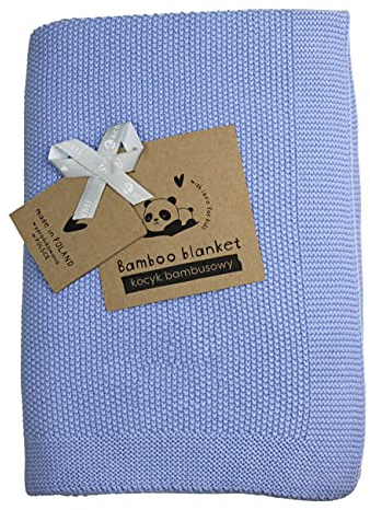 Babydecke Kuscheldecke, Öko-TEX 100, Made in EU, weiche Baby Decke Junge Mädchen, Einfarbige Strickdecke Kinderwagen Krabbeldecke Erstlingdecke Geschenk zur Geburt, Baby:Blau