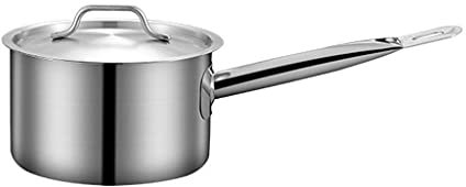 Liudan Padella Pentola di Salsa di Alluminio in Acciaio Inox in Acciaio Inossidabile con Coperchio in Acciaio Inox Singola Maniglia Padella Antiaderente (Size : B)