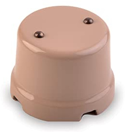 Amarcords - Vintage Anschlussdose aus Porzellan mit 4 Steckdosen. Kabel- und Drahtabdeckungen aus Keramik in Retro-Farbe TAUPE