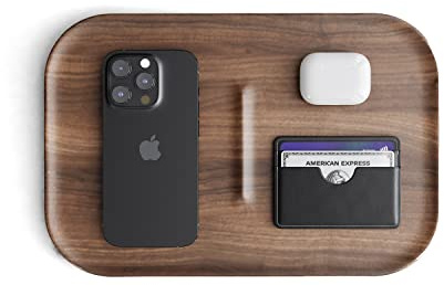 EDC Tray Concierge - Bandeja organizadora minimalista japonesa para valet, madera de nogal