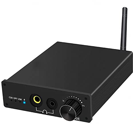Décodeur Audio, récepteur Audio Bluetooth 5.1, Lecture de décodage DSD-DC, Double Sortie 6,5 mm + 3,5 mm, avec DAC Audiophile AptX HD Faible Latence pour récepteur AV/amplificateur