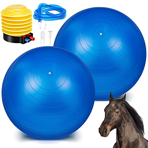 2 Stück Herding Ball für Pferde, Pferdeball zum Spielen, Anti-Burst, großer Pferde-Fußball, riesiger Mega-Pferd-Spielball, Pumpe im Lieferumfang enthalten (dunkelblau, 63 cm)
