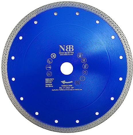 NBB disco da taglio diamantato premium sega diamantata con altezza 10mm segmento turbo incrociato spessore 1,7mm asse 22,23mm lama diamantata taglio a secco per Porcellanato Ceramica Piastrella 230mm