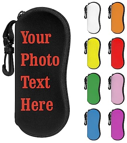 DJNGN Personalisiertes Brillenetui für Damen, Herren, Kinder mit Ihrem Fototext, personalisiertes Sonnenbrillenetui, weiches, tragbares Neopren-Sonnenbrillenetui, schützendes Brillenetui, Geschenk