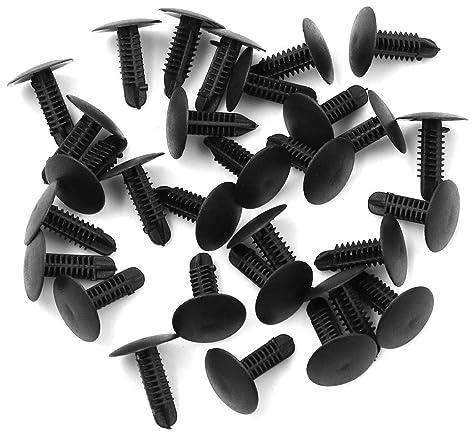 30 rivetti in plastica con foro da 5 mm, per parafango auto, colore nero