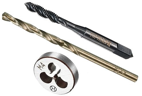 CoCud Juego de Barrenas y Terrajas Métricas M4 X 0.7 Roscar Taladro con Espiral y Diámetro Taladro 3.3mm Kit Herramientas Roscado y Taladrado Tornillo