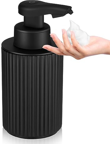 Automatic Soap Dispenser Foaming Touchless: 9oz Black Plastic - Rechargeable Electric Smart Auto Foam Soap Dispenser - Hand Dish Bathroom Kitchen