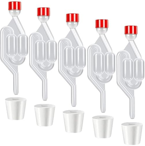 MEZOKUCEL Gorgogliatore Fermentazione Plastica,Gorgogliatore HASLED con Tappi in Gomma,Airlock di Fermentazione la Produzione di Birra,Vino,Sottaceti (plastica)
