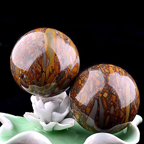 IPUDIS Bola de Cristal de Piedra Nuwa Pulida Natural de 50mm, Muestra de Ejercicio, estrés, Balonmano, 1 par de Cristales de Equilibrio
