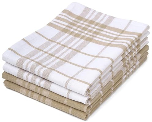 Encasa XO Küchenspiele und Küchenspiele Beige Non-Terry Toallas de Felpa de algodón hautement absorbantes | 70x45 cm | Vielseitig einsetzbar zum Waschen und Reinigen 4er-Satz