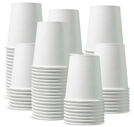 CHEF ROYALE Pack of 50x 7oz Paper Cups for Hot & Cold Drink Disposable Coffee Cups Eco Friendly Cups Perfect to Use for Your Home, Office, Cafe, Work Outdoors White Cups (50, 7oz)