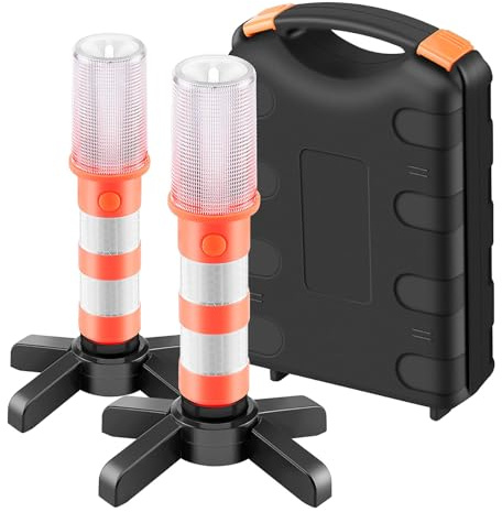 COFEMY LED Notfall Flares Set - Rotes Licht für Autobahn Straß Sicherheitsleuchte Camping-Lampe Alternative zu Sicherheitsdreieck LED-Notfall, 2 Leuchten (1)