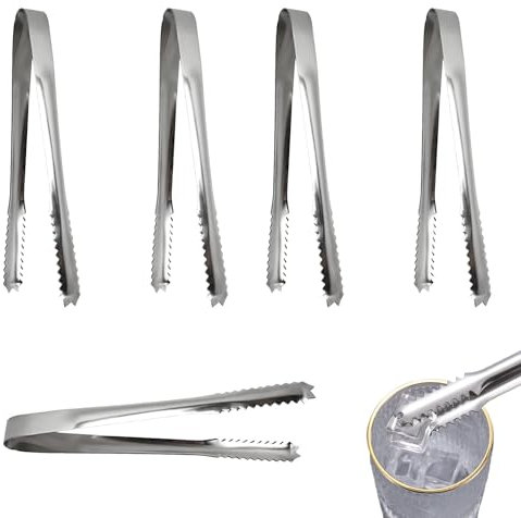 5 Pcs Stainless Steel Mini Food Tongs Set - Heat-Resistant Cooking, BBQ, Baking Tools for Desserts, Ice, Sweets, Bread & Cake Serving