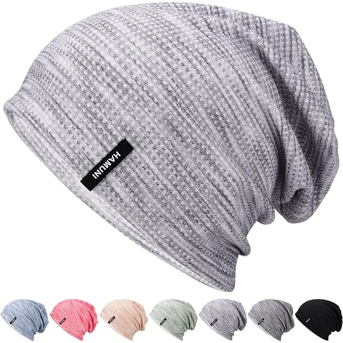 HAMUNI Mütze Herren Slouch Beanie Mütze Damen Leicht Winddichte Dünne Mütze Weiche Atmungsaktiv Longbeanie Ideal für Frühling Herbst und Winter