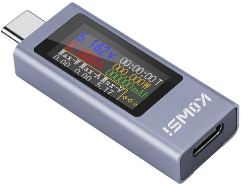 USB C Tester Power Meter, 4-30V 0-12A Digital Multimeter, Large Color Screen Type-C Interface Voltage and Current Tester Meter, Tester for Charger Power Bank Capacity Detector