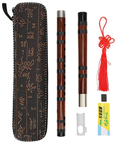 Premium-Bambusflöte mit E-Klappe, polierter Außenseite und Schutzfolie, kulturelles chinesisches Blasinstrument, ideal für Anfänger, inklusive Stoffbox und Zubehör für einfaches