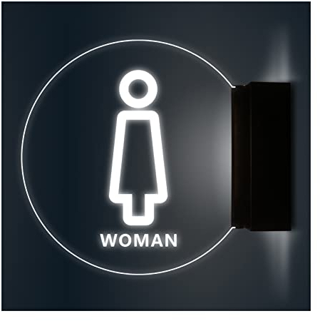 LED-Toilettenschild, Badezimmerschild mit beleuchteter Kante, LED-Schild aus Acryl für Damen, Herren und Damen, Toilettenschilder (einfarbig)
