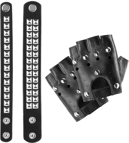 dressforfun Kostüm Accessoires, Gürtel Damen, Herren, Handschuhe, Kostüm Zubehör, Fasching Kostüm, Accessoires Karnevalskostüme, 80er Jahre, Nieten, gothic, emo grunge, Rockstar Nietengürtel