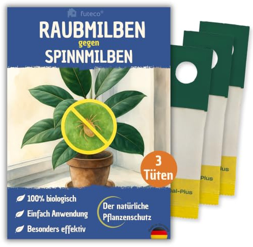 Futeco® Raubmilben gegen Spinnmilben - 3 Tüten für 3-4 Pflanzen | Biologischen Schädlingsbekämpfung gegen Spinnmilben - 100% Chemiefrei - bei Gemüse-, Zier- & Nutzpflanzen