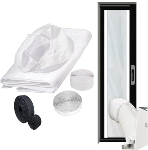 Kit de sellado de puerta corredera portátil para aire acondicionado inversor compatible con Midea Etc Inverter AC 14000 BTU diseñado para manguera en manguera, kit de ventilación portátil de puerta
