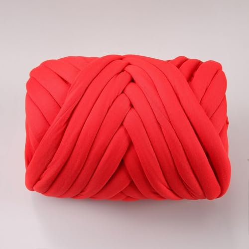 Blausky 250g Dicke Wolle Garn,Armstricken Wolle,Handstrickgarn Häkel Wolle Schlauchgarn Chunky XXL Wolle zum Handstricke DIY Häkelwolle für Anfänger Decken Körbe Haustiernester,Rot